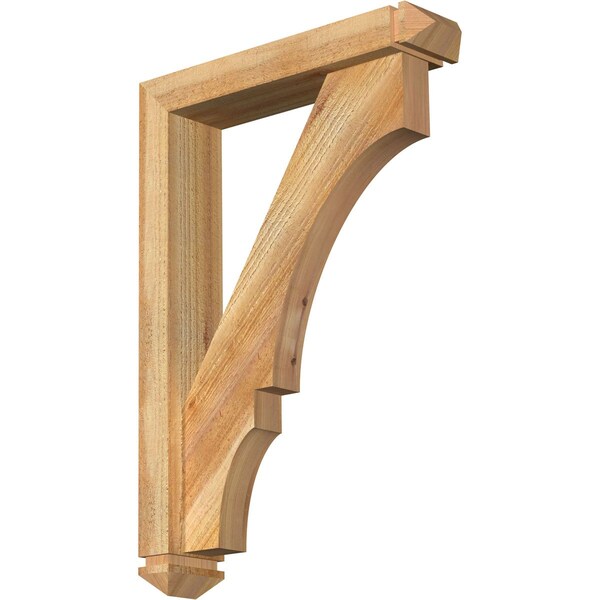 Ekena Millwork Balboa Arts and Crafts Rough Sawn Bracket w/ Offset Brace, Western Red Cedar, 4"W x 18"D x 26"H BKT0402X18X26BOA03RWR - main